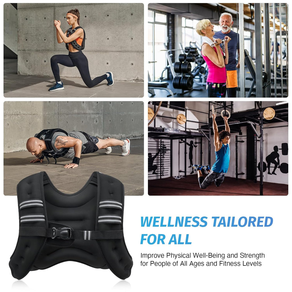 ZELUS Weighted Vest, 6lb/8lb/12lb/16lb/20lb/25lb/30lb Weight Vest with Reflective Stripe for Workout, Strength Training, Running, Fitness, Muscle Building, Weight Loss, Weightlifting