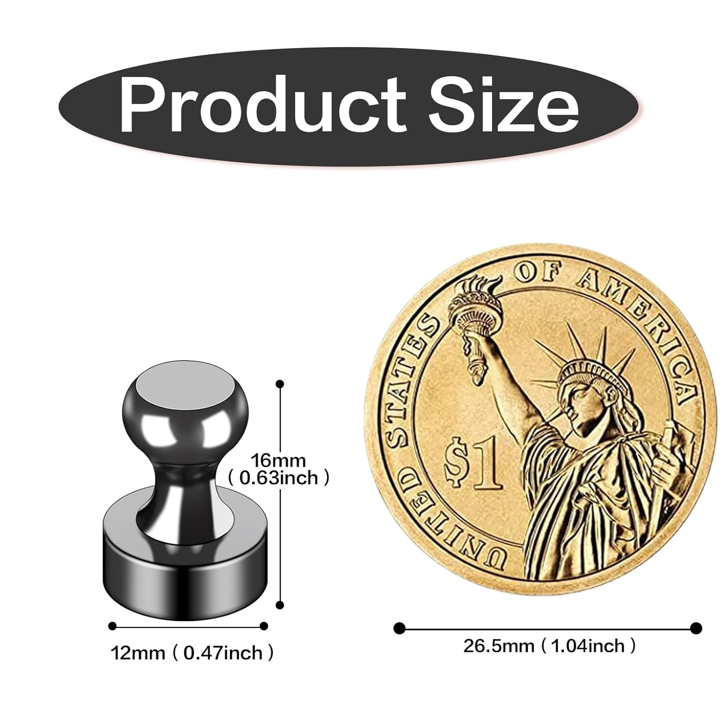LOVIMAG 12Pcs Black Fridge Magnets, Small and Strong Magnets for Whiteboard, Office, Classroom, Map, Kitchen
