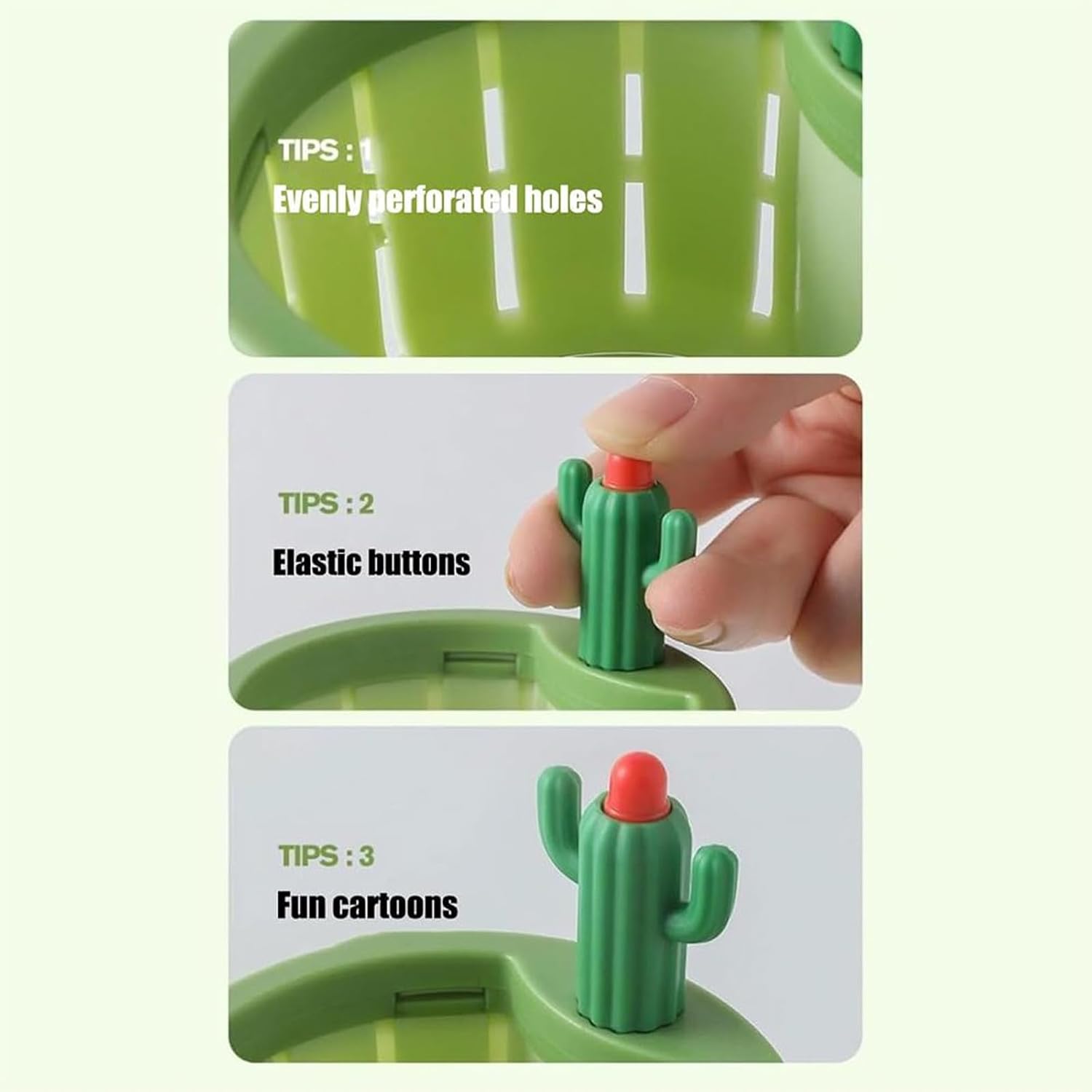 Cactus Kitchen Sink Drainage Strainer, New Push-Push Auto Dump Basket, Multi-Functional Sink Strainer Lift Basket for Kitchen Garbage Collector (Green-, 1PC)