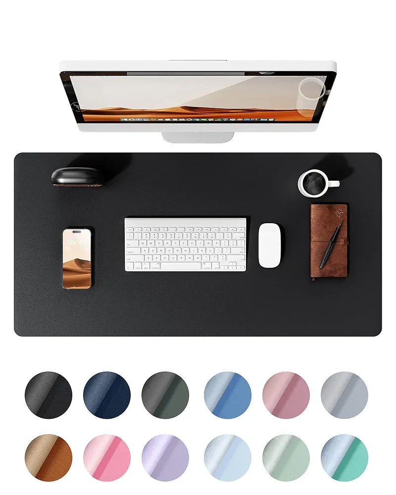 YSAGi Leather Desk Pad Protector, Office Desk Mat, Large Mouse Pad, Non-Slip PU Leather Desk Blotter, Laptop Desk Pad, Waterproof Desk Writing Pad for Office and Home (Black, 23.6" x 13.8")