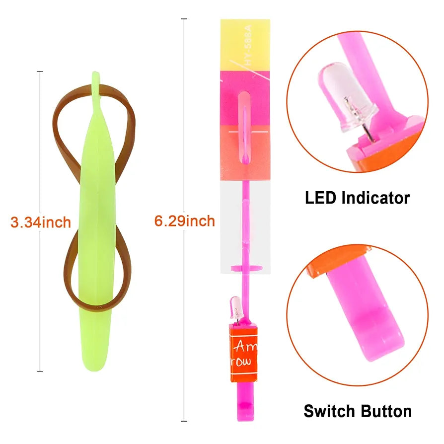 25 Sets LED Flying Set, 25 Slingshot+25 Glow Helicopter-50 Pcs, Flying Toy Outdoor Toys Glow in The Dark Party Supplies Party Favors for Kids 8-12,4-8