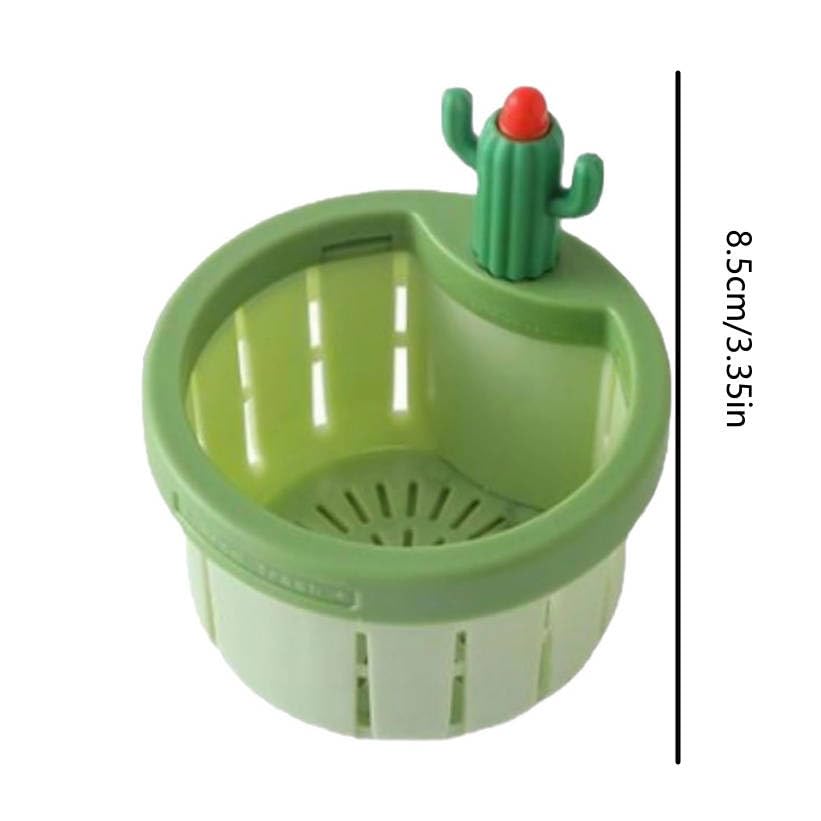 Cactus Kitchen Sink Drainage Strainer, New Push-Push Auto Dump Basket, Multi-Functional Sink Strainer Lift Basket for Kitchen Garbage Collector (Green-, 1PC)
