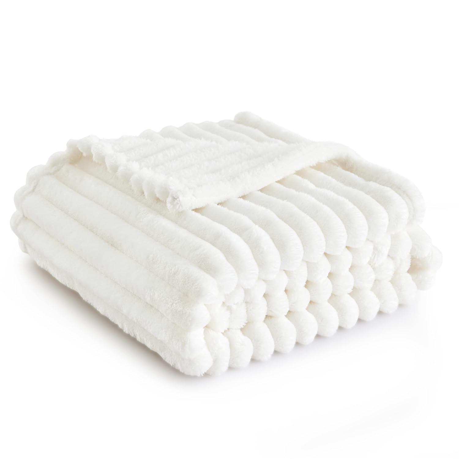 Bedsure GentleSoft White Throw Blanket for Couch - Cozy Blanket for Women, Cute Fleece Throws for Girls, Teacher Gifts Birthday Gifts for Women Men Mom, Room Home Dorm Decor, Off White, 50x60 Inches
