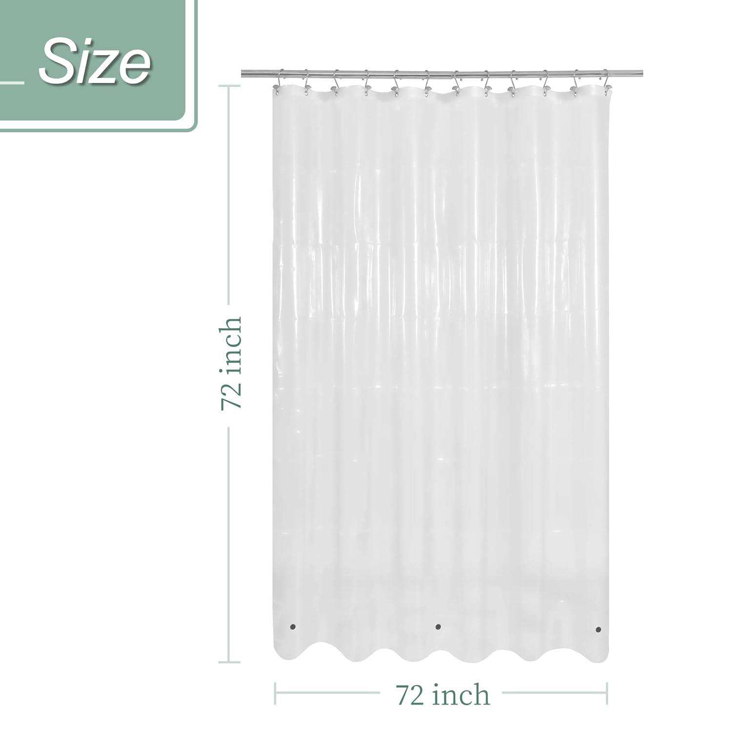Mrs Awesome Clear Shower Curtain Liner with 3 Magnets, 72x72 Premium Flexible Sturdy Plastic Shower Curtain for Bathroom Lightweight, Waterproof, Clear