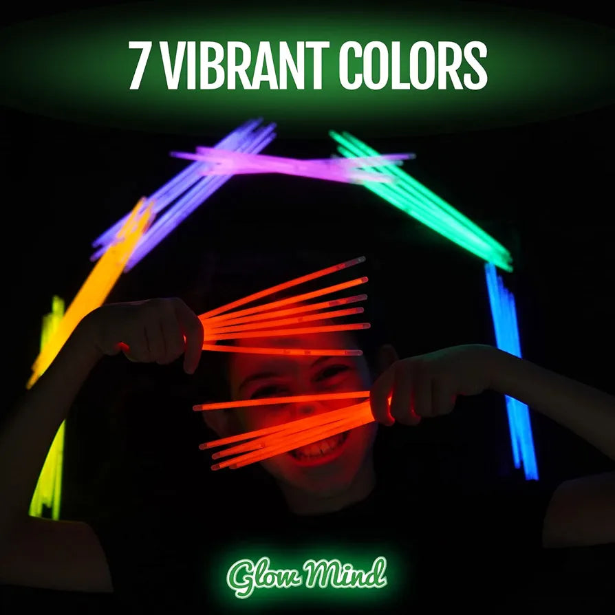 100 Ultra Bright Glow Sticks Bulk Party Pack - Halloween Glow in the Dark Party Supplies Pack - 8" Glowsticks Party Favors with Bracelets and Necklaces