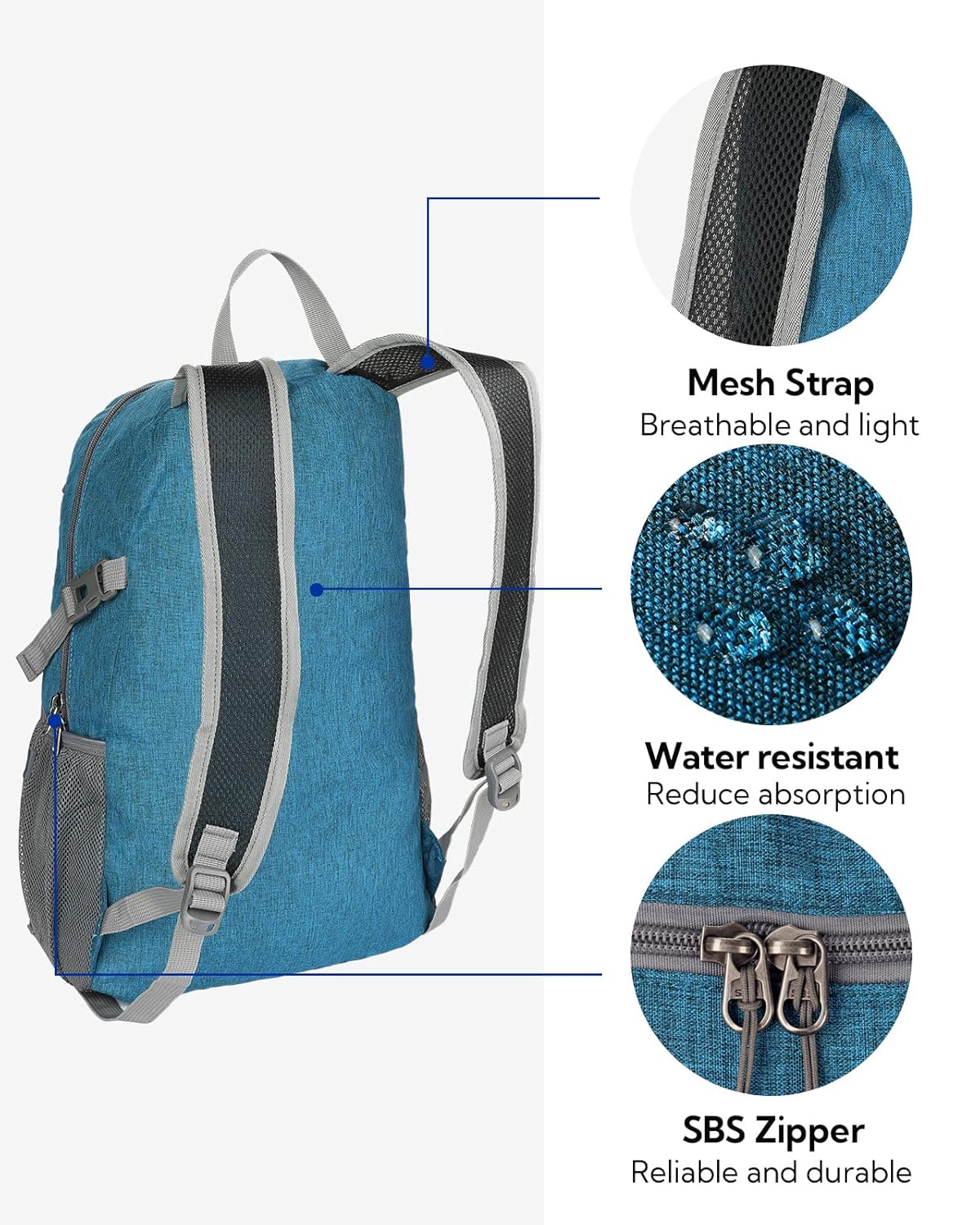 WATERFLY Small Lightweight Packable Backpack: 20l Ultra Light Foldable Travel Hiking Camping Daypack Day Pack for Man Woman