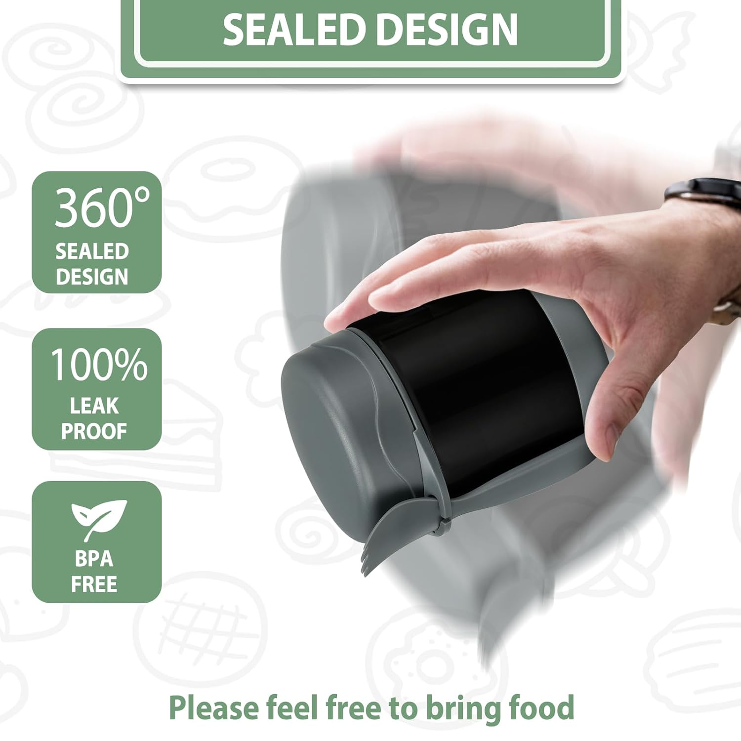 10oz Soup Thermo for Hot Food Kids,Lunch Thermo Kids Food Jar with Spoon Hot Insulated Food Containers,Leak Proof Stainless Steel Wide Mouth Lunch Food Thermo Jar for School(Black)